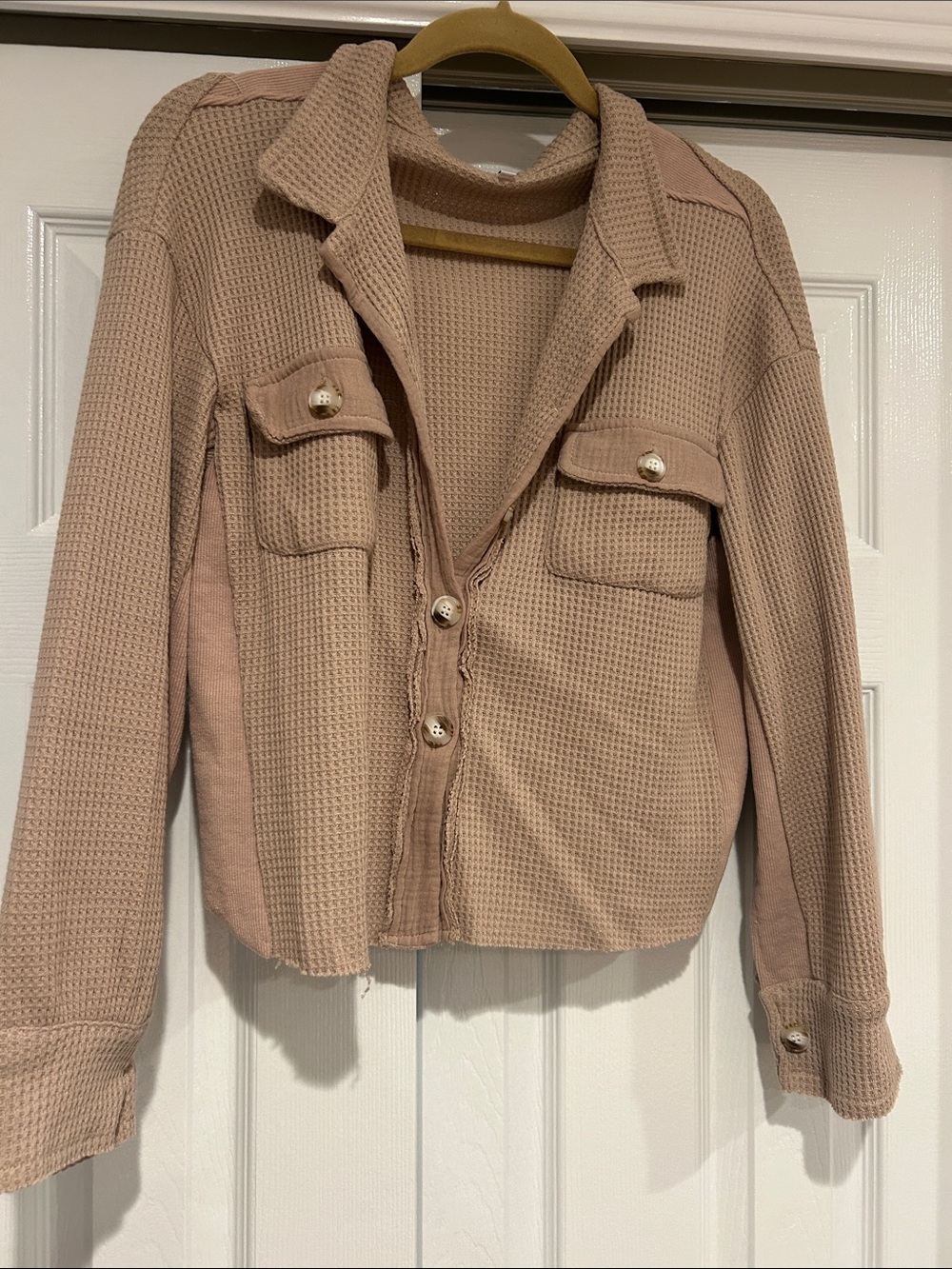Source Unknown Blush Waffle Knit Utility Jacket